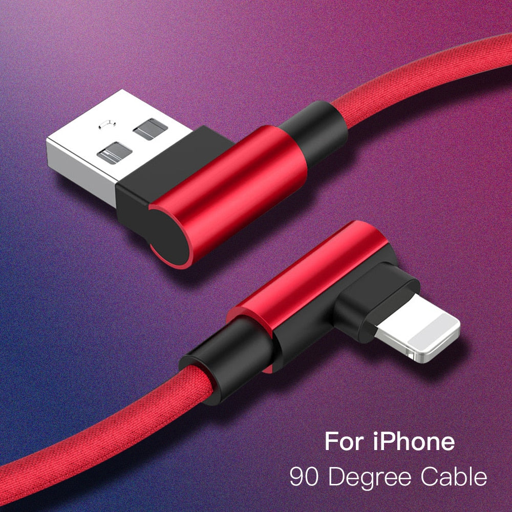 90 Degree Apple MFi Certified Lightning to USB A Cable Right Angle Nyl