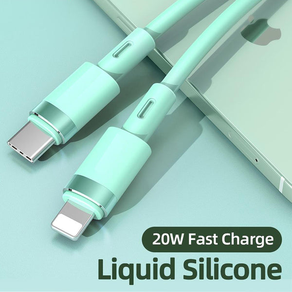 PD 20W Fast Phone Charging Cable Liquid Silicone Type-C USB-C to Lightning