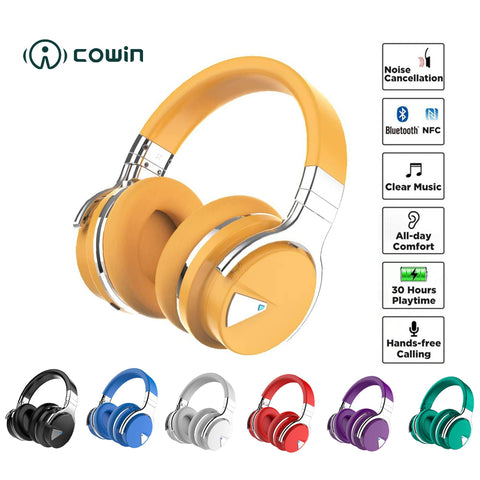 Cowin E7 Active Noise Cancelling Bluetooth Wireless Over-Ear Headphones With Microphone for Phone