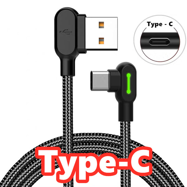 90 Degree Right-Angle Fast Charging Cable with Light