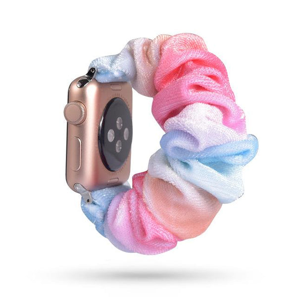 Elastic Comfort Scrunchie Strap Retro Pattern Multicolor Bracelet Wrist Decoration for Apple Watch All Series