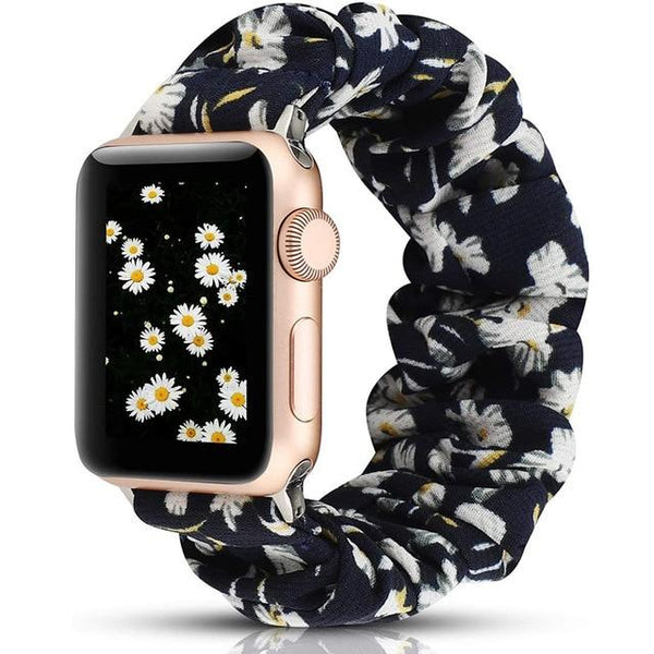 Elastic Comfort Scrunchie Strap Retro Pattern Multicolor Bracelet Wrist Decoration for Apple Watch All Series