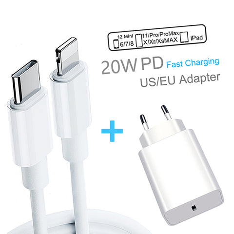 20W Fast Phone Charger USB C 3FT Wall Charger Cable Type-C to Lighting [MFi Certified] Compatible Multiple Devices for iPhone 12
