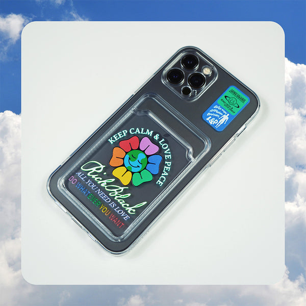 Original Design Encased Wallet Case with Card Holder Slot Durable Cover Soft TPU Bumper Anti-Scratch Shockproof Protective Case for iPhone - FLOWER