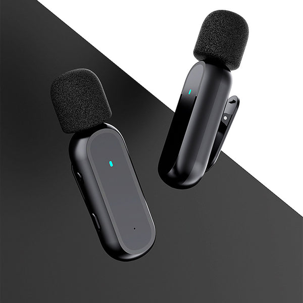 Plug-Play with 2 Clips & Charging Box Mini Wireless Microphone for Youtubers, Facebook Live Stream, Vloggers, Interview, Auto-syncs Clip-on Lapel Mic for Type-C & Lightning Port (NO APP or Bluetooth is Needed)