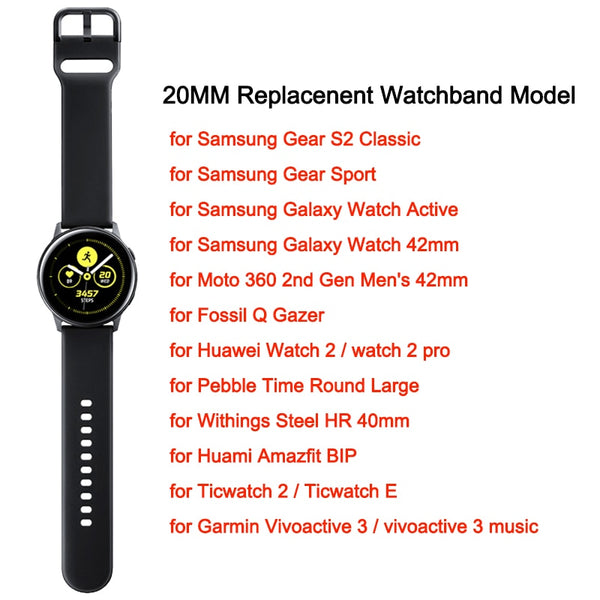 Compatible with Samsung Galaxy Watch Active 2 (40mm)(44mm) Galaxy Watch 3 (41mm)(42mm), 20mm 22mm Amazfit Bip Soft Silicone Gear Sport Strap with Quick Release Multiple Color